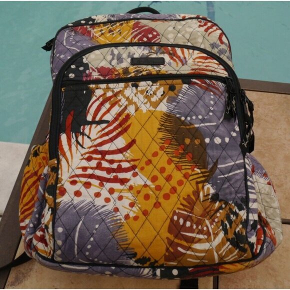 Vera Bradley Quilted Painted Feathers Campus Tech Backpack 16 x 12 x 6 Large main image 15
